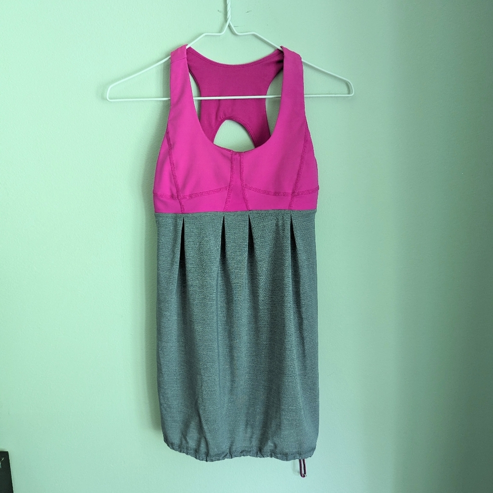 Lululemon Run Your Heart Out Size 4 Tank Paris Pink Heathered Blurred Grey 100